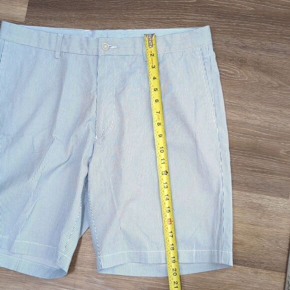 Peter Millar Summer Pinstripe Shorts Flat Front Sz 36 Blue & White Stripe Preppy - Picture 9 of 10